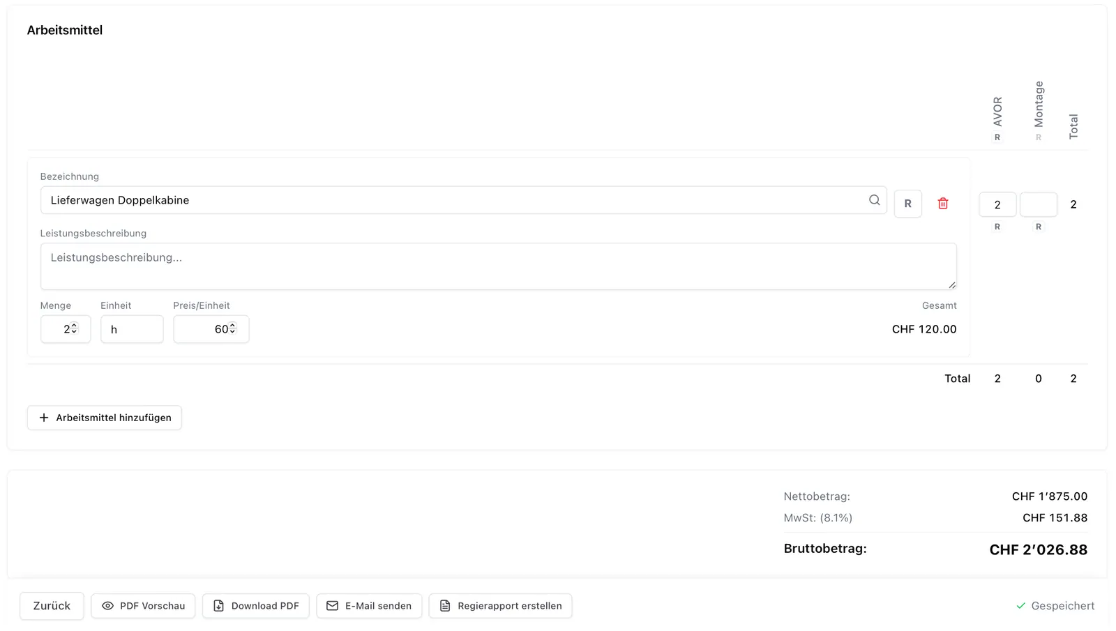 stunden rapport 