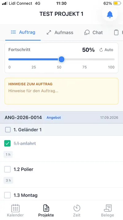 Arbeitsfortschritt